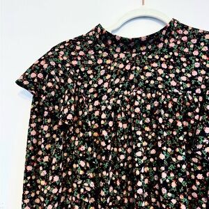 Floral Black Top